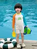 Traje de baño de una pieza para niños Estilo Verano Manga Larga Fresco Protección Solar Ropa de Baño para Playa Secado Rápido Conjunto Nuevo Modelo de Moda