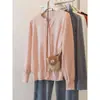 Cárdigan de Punto Redondo Suave y Esponjoso Estilo Coreano Chaqueta Pequeña Ropa de Otoño/Invierno para Mujer Suéter que Reduce la Edad Capa Exterior Top Adelgazante