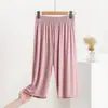 Pantalones Capri Antiexposición Delgados de Modal para Mujer, Verano Holgados Deportivos para Casa Casual de Pierna Ancha, Tallas Grandes