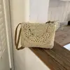 Bolso de Paja de Color Sólido Bohemio Bolso de Hombro para Mujer Bolso de Playa para Vacaciones en la Costa Bolso Cruzado Personalizado para el Trabajo y la Playa