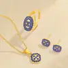 Juego de 3 Piezas de Collar, Anillo y Aretes Geométricos de Aleación Transfronteriza de Lujo Ligero, Conjunto de Joyería Versátil de Moda y Sencillo