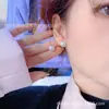 Aretes de Plata de Ley S925 con Aguja de Plata, Perla de Agua Dulce Natural, Estilo Japonés y Coreano, Simples, Combinan con Todo, Regalo en Vivo, Salida de Fábrica