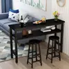 Mesa de bar pequeña de doble capa semi-circular moderna simple para sala de estar, mesa esbelta para uso doméstico, mesa de comedor de café de alta pata montada en la pared y sillas