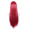 Nueva peluca frontal de encaje estilo europeo y americano transfronteriza para mujer, peluca completa de cabello lacio rojo a la altura del hombro, tejido semi-manual 13*4
