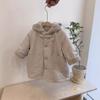 Ropa para niños de Corea del Sur para niños y niñas abrigo otoño e invierno nuevo aspecto extranjero color liso con capucha forro polar cálido holgado acolchado de algodón abrigo abrigo moda