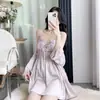 Pijamas de Seda de Hielo para Mujer, Nuevo Camisón de Encaje para Primavera y Verano, Camisón Corto Estilo Puro Deseo, Conjunto de Ropa de Dormir con Bata Exterior