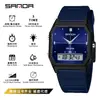Reloj Digital Transfronterizo Sanda Deportivo Impermeable Doble Pantalla Sincronización 3-Horas Luminoso Reloj para Estudiantes Reloj Digital Multifunción
