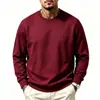 Moletom casual masculino europeu e americano de 2026, gola redonda, ombros caídos, cor sólida, simples, folgado, plus size, sempre em estoque