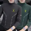 300g Terciopelo Alemán Otoño/Invierno Doble Cara Cepillado Terciopelo Cuello Alto Manga Larga Hombre Cálido Capa Base Ropa de Otoño Camiseta Interior