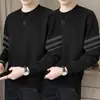 Sudadera casual para hombre, nuevo modelo de otoño, negro, blanco, gris, corte holgado, cuello redondo, sin capucha, manga larga, top deportivo, chaqueta versátil
