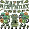 Decoração de Festa de Aniversário Tema Camuflagem Militar em Estoque Banner Bandeira Topper de Bolo Conjunto de Balões