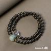 Pulsera de Doble Círculo de Sándalo para Mujer DIY Diseño Nicho Sombrío con Pulsera Bodhi Verde Cuentas de Buda para Pareja Juego