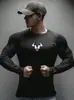 Camiseta de Manga Longa Estampada Estilo Americano, Tamanho Europeu, TK Estação Espacial, Transfronteiriça, para Treinamento, Esportes, Fitness, Secagem Rápida, Respirável, Top de Corrida