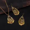 Conjunto de 2 Piezas de Collar y Pendientes de Estilo Étnico Retro Combinación Cadena para Suéter Accesorios Largos Versátiles Simples Decoración de Nicho para Mujeres