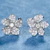 Pendientes de flor fresca estilo japonés y coreano Huitan pendientes de flor de circón brillante pendientes de flor de libro rojo pequeño recomendados para mujer