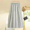 Falda Casual Negra de Alta Gama Hecha a Medida para Mujer, Nuevo Estilo de Verano, Cintura Elástica, Corte Holgado, Favorecedora, Versátil, Línea A
