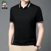 Camisa Polo para Hombre de Manga Corta de Seda de Hielo Verano Delgada con Cuello Camisero para Hombre de Negocios de Mediana Edad y Joven Camiseta