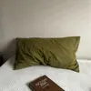 [Funda de Almohada Individual] Cuadros Retro Color Sólido Algodón Lavado Pieza Única Funda de Almohada de Algodón Puro Un Par de 2