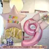 Balões de Folha de Alumínio Estilo Ins Rosa Digital com Franjas e Estrelas Combinação para Festa de Aniversário de Menina Decoração Adereços Atacado