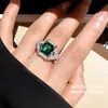 ¡Una Mirada Que Dura Toda la Vida! Anillo Abierto Cuadrado de Circonita Estilo Palacio con un Toque Único de Alta Gama, Joyería de Dedo Lujosa