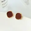 Pendientes de Cubo de Azúcar Borgoña con Diseño Único, Estilo Vintage de Hong Kong, Estilo Francés Hepburn, Pendientes Elegantes, Nueva Moda Tendencia