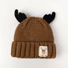 Gorro de Punto para Niños Otoño e Invierno Gorro de Lana Lindo Gorro de Navidad con Astas para Exteriores a Prueba de Frío con Forro Polar Cálido para Protección de Oídos