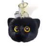 Llavero de Piel Sintética para Coche Colgante de Gato Negro Lindo Bolita de Carbón Negra Peluche Muñeco Juguete Decoración de Mochila