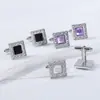 Gemelos Cuadrados con Incrustaciones de Piedras Preciosas Multicolores, Tachuelas para Manga de Camisa de Metal de Aleación Pintado, Best-Sellers Transfronterizos Europeos y Americanos