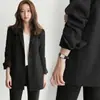 Blazer coreano para mujer de primavera y otoño con dos botones, manga larga, longitud media, ropa de trabajo casual profesional