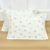 Fundas de Almohada de Algodón Puro Estilo Nuevo, un Par de Fundas de Almohada para Pareja del Hogar Hechas de Gasa, Algodón Simple, No Sueltan Pelusa, con Lazos, Engrosadas