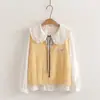 Conjunto de Dos Piezas para Mujer Estilo Dulce Universitario Japonés Dibujo Animado Corazón Conejo Chaleco + Camisa con Cuello de Corbata Otoño 2026 26057