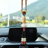 Pendente de Carro em Buxo Lótus Branco Presente Ornamento de Suspensão de Carro de Alta Qualidade Decoração de Interior de Carro Decoração de Guanyin Buda Venda Direta da Fábrica