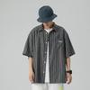 Camisa Listrada Manga Curta Estilo Japonês Masculina Coreana Tendência Ins Camiseta de Casal Top Verão Nova Camisa Solta Meia Manga