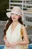 Sombrero de Pescador de Organza Floral de Ala Ancha para Mujer, Sombrero Elegante y con Estilo para Protección Solar, Sombrero de Playa de Moda para Viajes