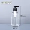 Botella Boston de vidrio transparente de 500 ml con cabezal de bomba de presión, botella para rellenar emulsión, aceite esencial, botella rociadora de gran capacidad