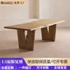 Mesa larga estilo vintage de madera maciza mesa de tablero grande mesa de comedor apartamento B&B color madera maciza mesa de comedor de madera maciza mesa de conferencias estilo Wabi-sabi