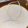 Collar de estrella de cinco puntas con incrustaciones de diamantes Corea del Sur cadena de clavícula con gota de agua otoño e invierno gargantilla de felpa blanca peluda collar de año nuevo para mujer