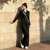 Chamarra Deportiva de Color Bloque con Cuello Alto y Cierre Corto para Mujer Otoño Invierno Casual Holgada Adelgazante Pantalones de Pierna Ancha Conjunto de Dos Piezas