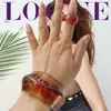 Estilo europeo y americano transfronterizo, pulsera abierta de brazalete ancho, redondo, de gran tamaño, multicolor, color gelatina, resina acrílica dinámica, joyería