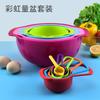 Venta al por mayor de fábrica tamiz de polvo multiusos canasta para lavar y escurrir verduras taza medidora de condimentos juego de cucharas medidoras juego de 10 piezas de cucharas medidoras arcoíris