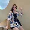 Camisa Floral de Manga Corta para Vacaciones en la Costa para Mujer Estilo Hawaiano Super Hada Estilo Western Camisa Floral de Playa Sabor Retro de Hong Kong Top Estilo Bf
