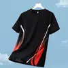 Camiseta de manga corta de seda helada para hombre, malla fina transpirable de verano, secado rápido, camiseta deportiva, corte ajustado, talla grande, ropa de tacto fresco