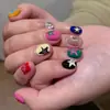 [Cai Xing Mengtian] Estilo Ins Infantil Lindo Dibujos Animados Graffiti Estrella Dulce Fresco Sexy Estilo Uñas Cortas Puras Hechas a Mano