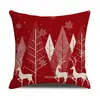 Funda de almohada navideña transfronteriza con estampado digital de muñeco de nieve y reno de dibujos animados, funda de cojín decorativo para sofá y decoración navideña