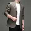 Chaqueta de cuero para hombre de otoño e invierno, chaqueta de cuero de un solo pecho de dos botones, estilo business casual, con forro polar y engrosada, venta al por mayor