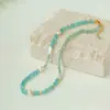 Collar Apilado de Cuentas de Colores para Mujer Piedra Amazónica Estilo Ins Nicho Elegante Moderno Collar de Perlas y Piedras de Colores Venta al por Mayor
