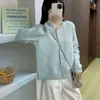 Cárdigan de Punto con Cuello Redondo Estilo Coreano Otoño e Invierno Nuevo Estilo Diseño Simple y Versátil Suéter Estilo Perezoso Rejuvenecedor para Mujer