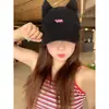 Gorra de Béisbol con Bordado de Letras de Orejas de Gato de Dibujos Animados Lindas para Mujer Estilo Coreano Casual Versátil Moda que Adelgaza la Cara Gorra de Pico de Pato