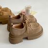 Sapatos Casuais Versáteis Plataforma Salto Grosso Retro Burkham Femininos 2025 Nova Coleção Primavera e Outono Sapatos Britânicos Lefu