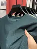 Camiseta Masculina com Malha de Bambu e Seda de Gelo Manga Curta Gola Redonda 2023 Novidades Explosivas Camiseta Masculina Base Sangue Verão Cor Sólida Fina